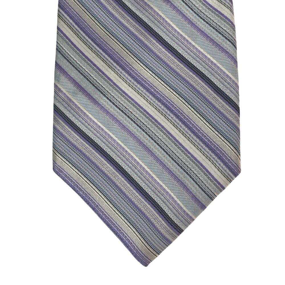 Ted Baker Easter Tie Pastel Diagonal Stripes Purple, Periwinkle, Blue 62”x3.75” - Picture 4 of 7